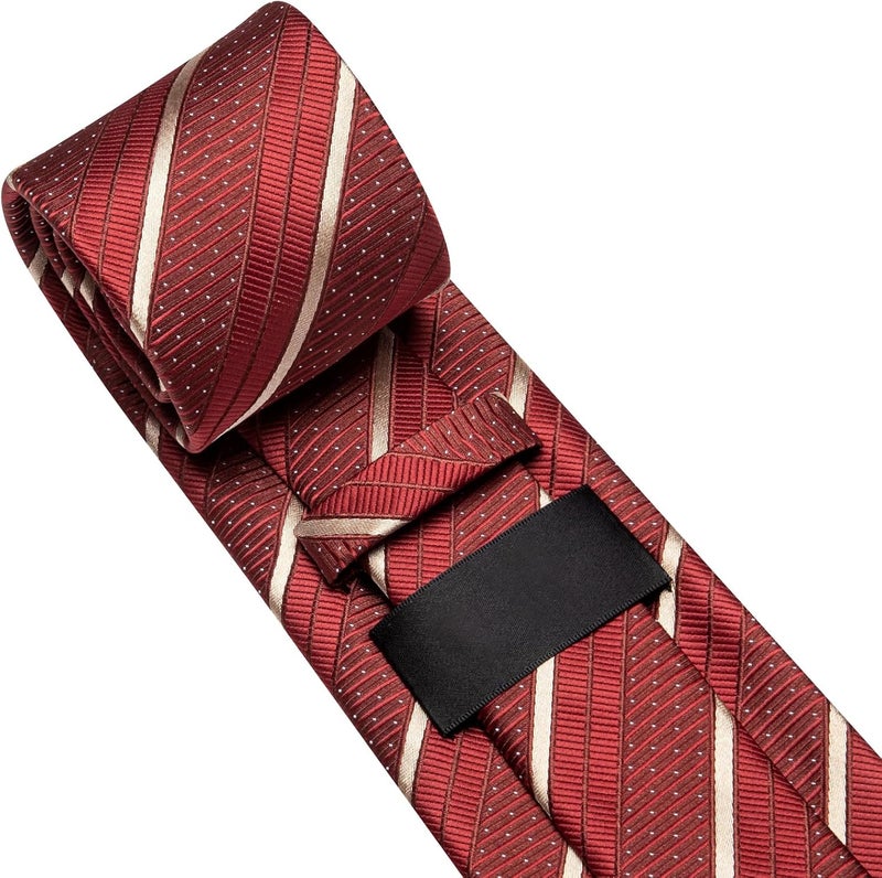Dubulle Mens Paisley Striped Tie and Handkerchief Cufflinks Tie Set for Men Wedding Business Formal - Image 5